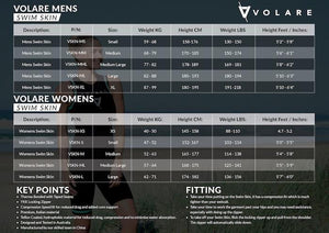 Triathlon Swim Skin Volare Size Chart